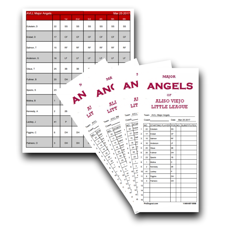 Lineup Cards and Positioning Grid Printouts